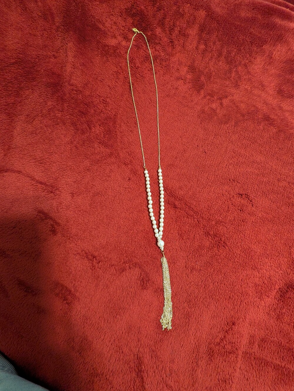 Gold Pearl-Tassel Long Necklace - Elegant Women's Jewelry